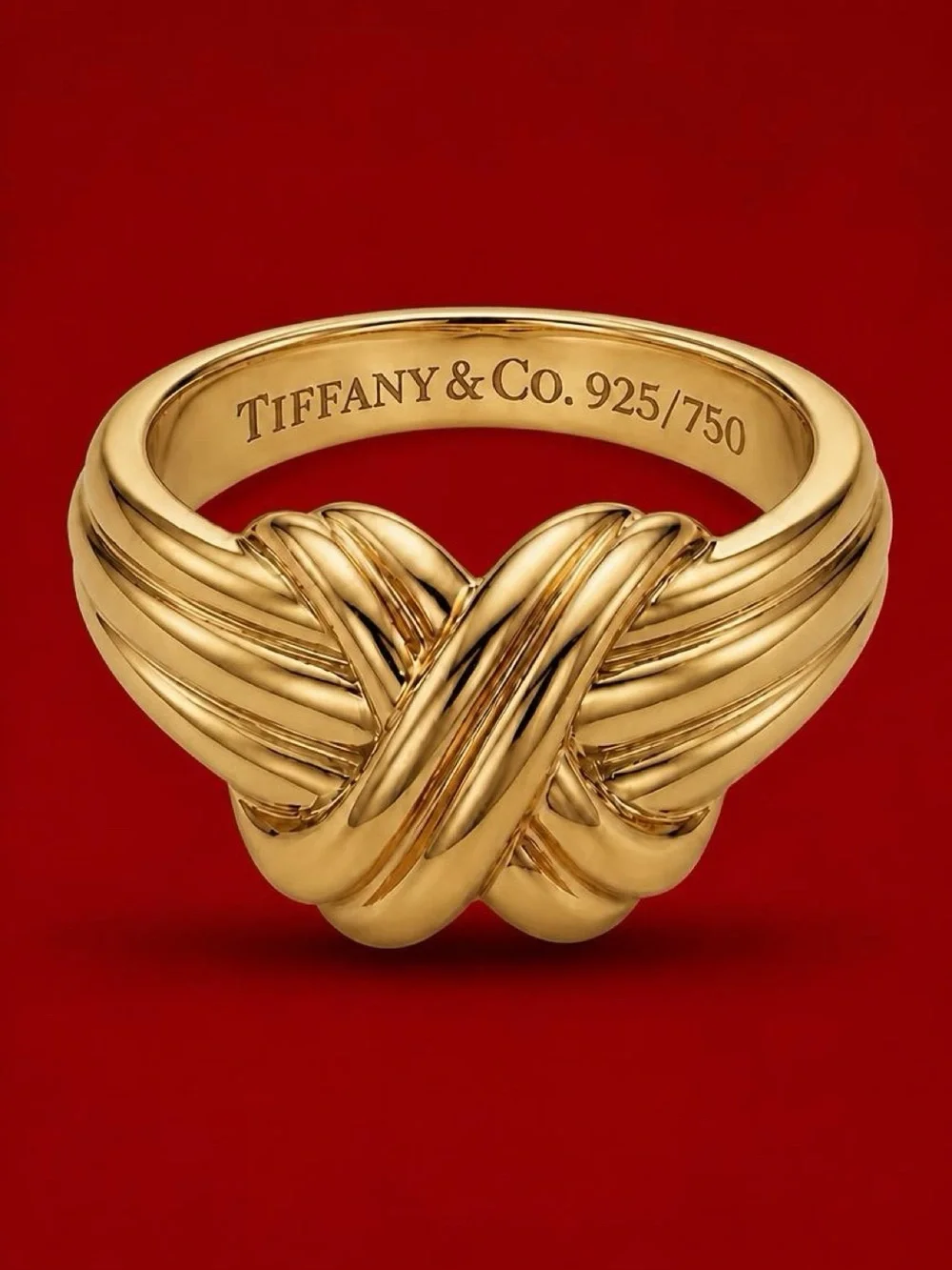 Classic Tiffany & Co  Signature 18k Gold “X” Ring,